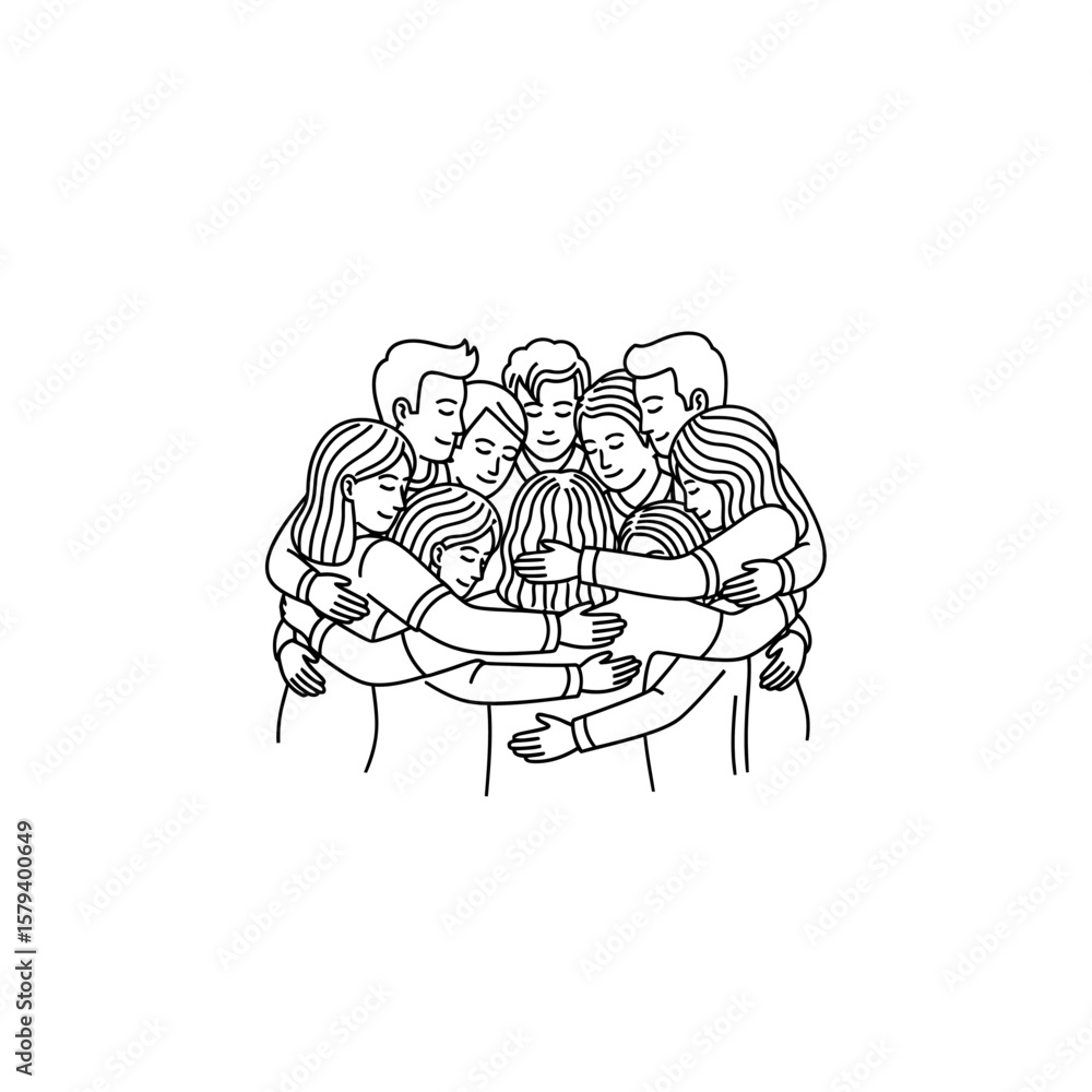 Fototapeta premium Group of people in a supportive and loving embrace