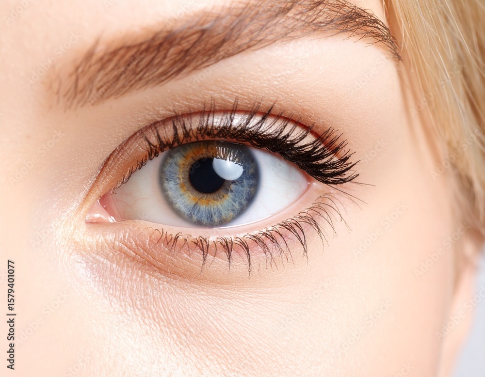 Obraz premium Close-Up of Young Woman’s Eye with Natural Makeup
