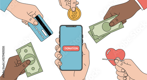Digital giving and generosity worldwide supporting causes through online contributions and philanthropy