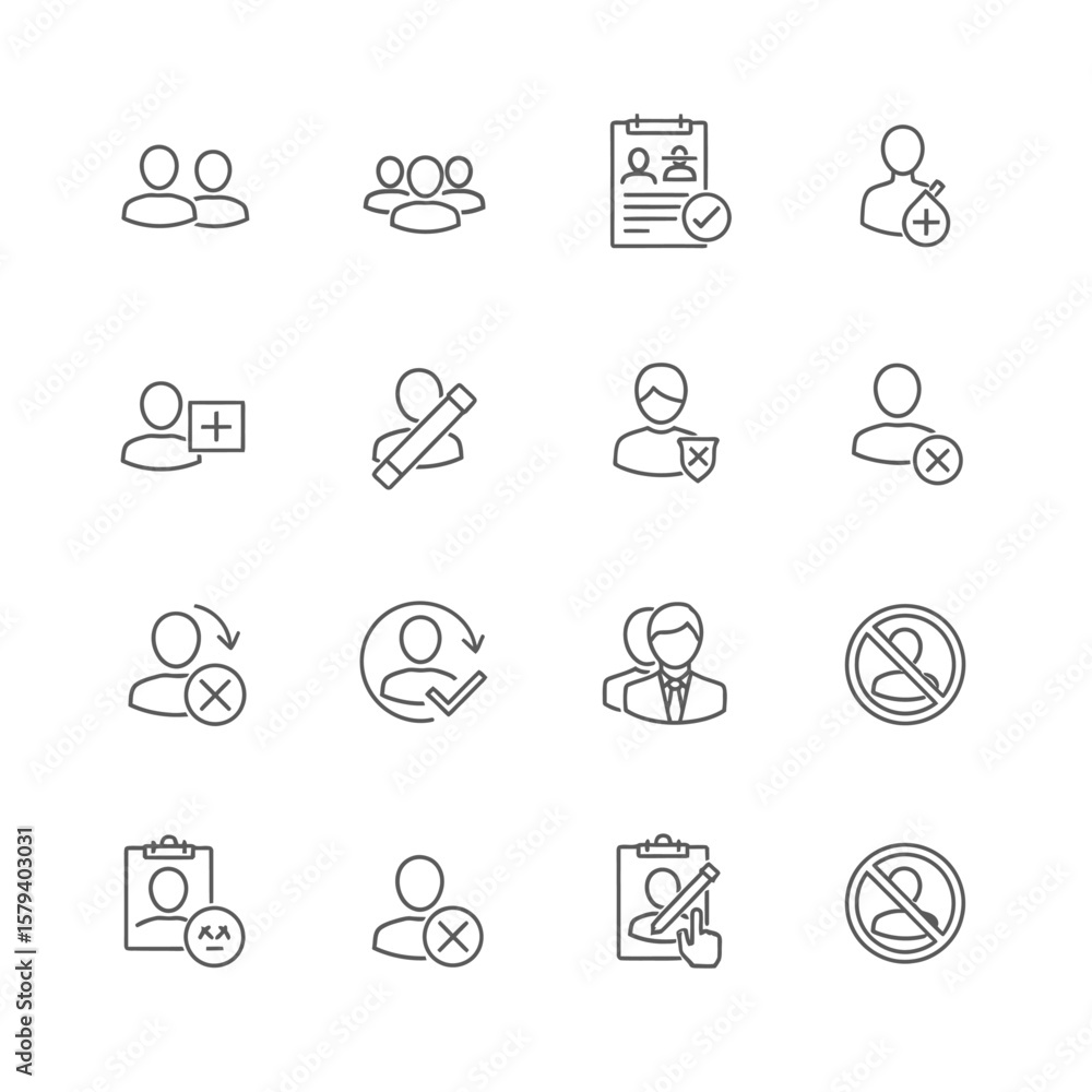 A set of user and people icons isolated on white A set of user and people icons isolated on white