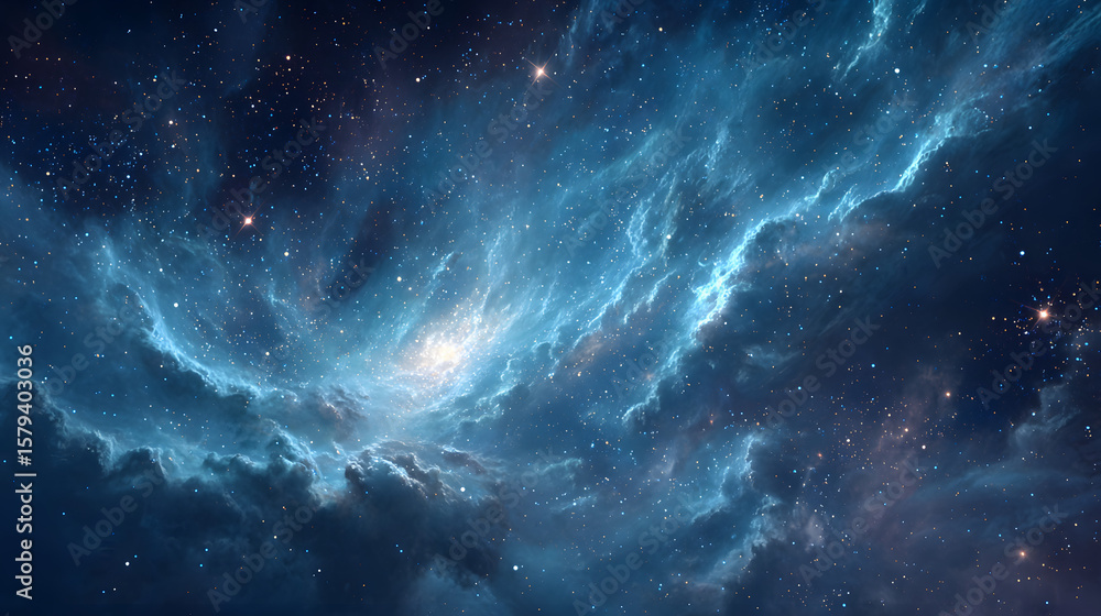 Fototapeta premium Detailed realistic night starry blue sky. Cosmos concept. Galaxy explosion. Stars in space abstract. Astronomy beauty pattern. Congratulations or invitation background.