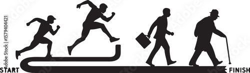 Human life stages progression running walking aging