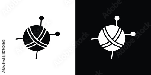 Wool ball icon vector glyph pack. Black silhouette icons.