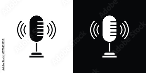 Voice recording icon vector glyph pack. Black silhouette icons.