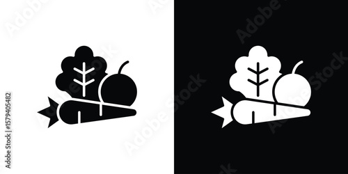 Vegetable icon vector glyph pack. Black silhouette icons.