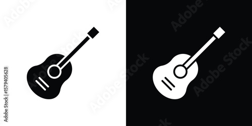 Ukulele icon vector glyph pack. Black silhouette icons.