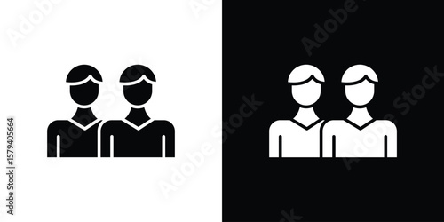 Twin icon vector glyph pack. Black silhouette icons.