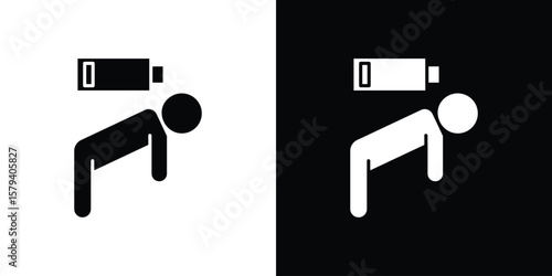 Tired person icon vector glyph pack. Black silhouette icons.