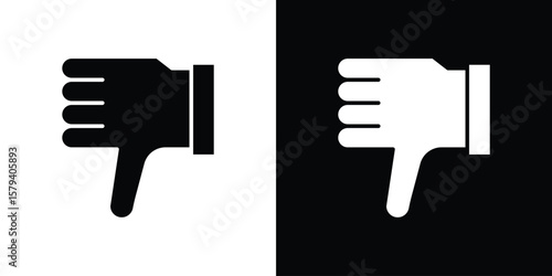 Thumb down icon vector glyph pack. Black silhouette icons.