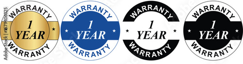Bold 1 Year Warranty badge icon with modern design for product guarantee and trust branding