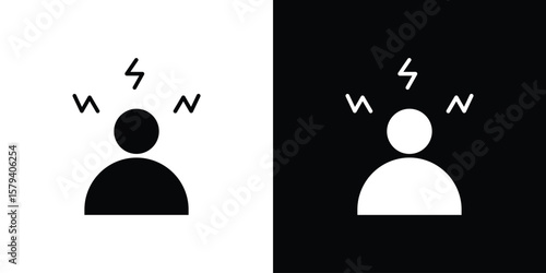 Stress icon vector glyph pack. Black silhouette icons.