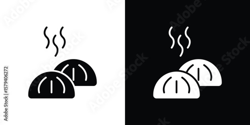 Steamed bread icon vector glyph pack. Black silhouette icons.