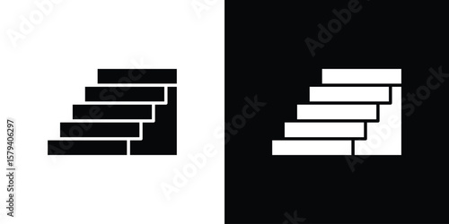 Stairs icon vector glyph pack. Black silhouette icons.