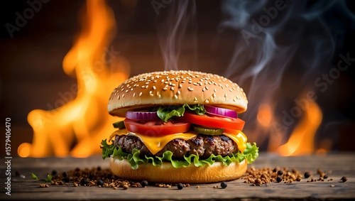 Juicy Cheeseburger Flame-Grilled Perfection