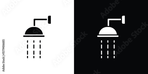 Shower Head icon vector glyph pack. Black silhouette icons.