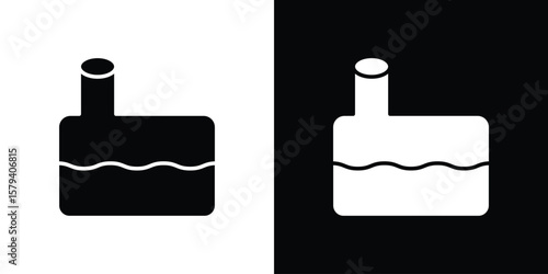 Sewerage tank icon vector glyph pack. Black silhouette icons.
