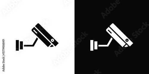 Security camera icon vector glyph pack. Black silhouette icons.