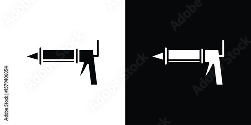 Sealants gun icon vector glyph pack. Black silhouette icons.