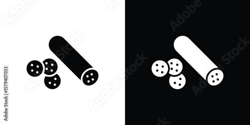 Salami icon vector glyph pack. Black silhouette icons.