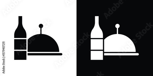 Room service icon vector glyph pack. Black silhouette icons.