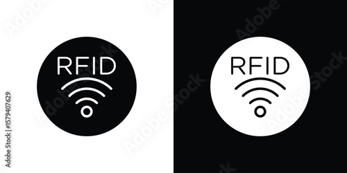 RFID icon vector glyph pack. Black silhouette icons.