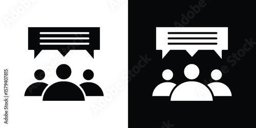 Public opinion icon vector glyph pack. Black silhouette icons.