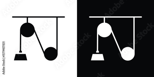 Pulley icon vector glyph pack. Black silhouette icons.