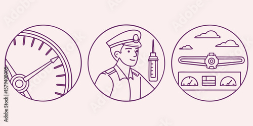 Pilot with gauge and aircraft tech technology