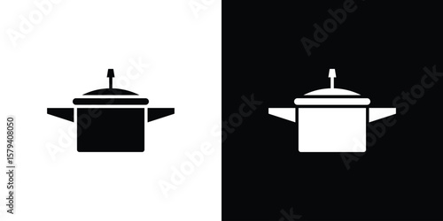 pressure cooker icon vector glyph pack. Black silhouette icons.