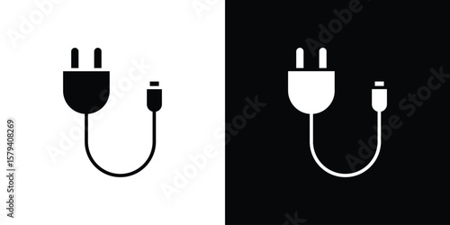 Phone cable icon vector glyph pack. Black silhouette icons.