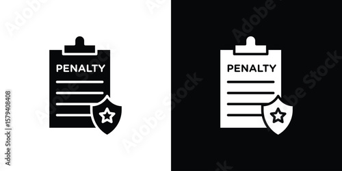 Penalty icon vector glyph pack. Black silhouette icons.