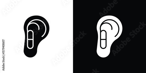 Otitis icon vector glyph pack. Black silhouette icons.