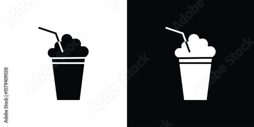 Milkshake icon vector glyph pack. Black silhouette icons.