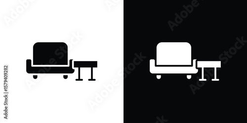 Lounge icon vector glyph pack. Black silhouette icons.