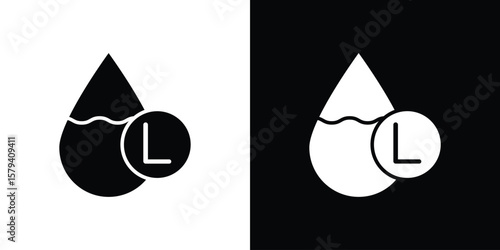 Liter icon vector glyph pack. Black silhouette icons.
