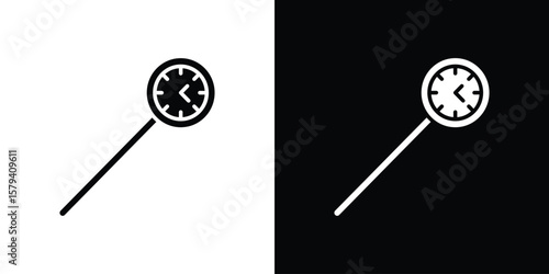 Kitchen thermometer icon vector glyph pack. Black silhouette icons.