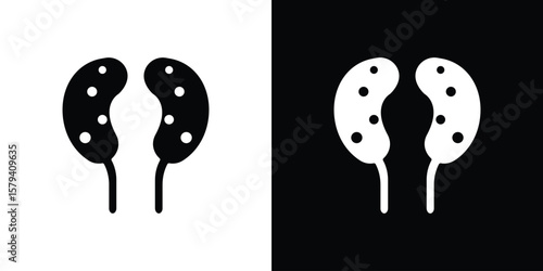 Kidney disease icon vector glyph pack. Black silhouette icons.