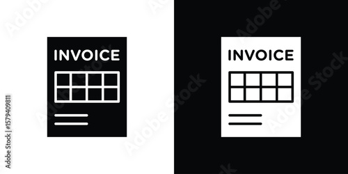 Invoice icon vector glyph pack. Black silhouette icons.