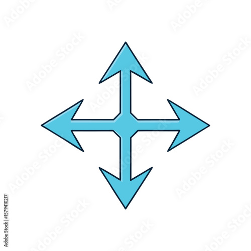 Free Download Vector art of four blue arrows pointing in different directions on white background - GFXLoad