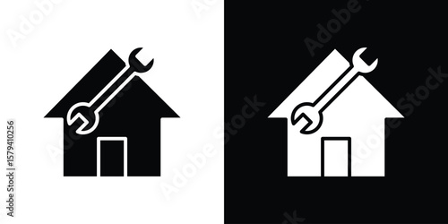 Home repair icon vector glyph pack. Black silhouette icons.