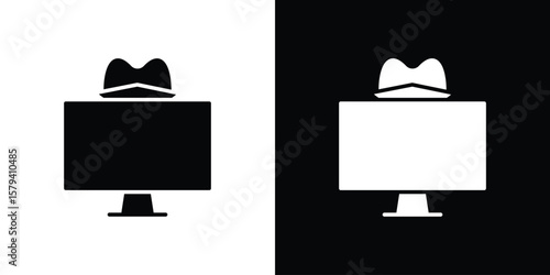 Hacker icon vector glyph pack. Black silhouette icons.