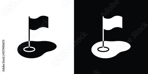 Golf yard icon vector glyph pack. Black silhouette icons.