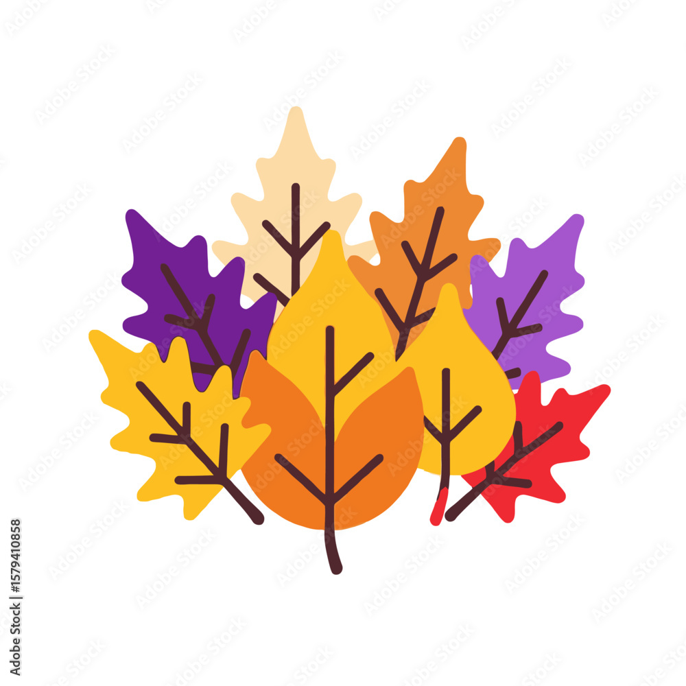 Obraz premium Colorful Autumn Leaves Illustration-Fall Season Foliage Art-Vibrant Leaf Collection-Seasonal Decor-Thanksgiving and Halloween Graphic-Nature Inspired Design
