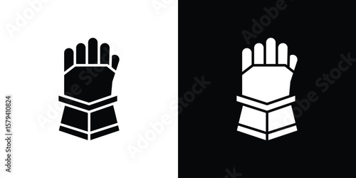 Gauntlet icon vector glyph pack. Black silhouette icons.