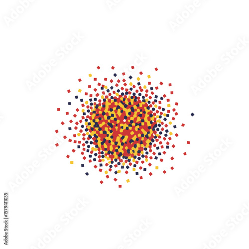 Colorful Confetti Explosion on White- Celebration Background with Vibrant Red- Yellow- and Blue Squares- Festive Design for Party Invitations and Holiday Decor