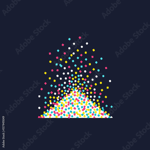 Colorful Confetti Illustration on Dark Background-Celebration Graphic Design-Abstract Party Streamers-Fun and Festive Vector Art-Modern Event Decoration