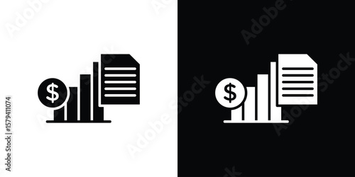 Fiscal policy icon vector glyph pack. Black silhouette icons.