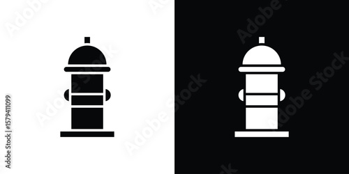 Fire hydrant icon vector glyph pack. Black silhouette icons.
