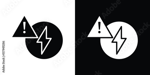 Electric Problem icon vector glyph pack. Black silhouette icons.