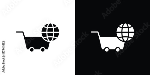 E commerce platform icon vector glyph pack. Black silhouette icons.